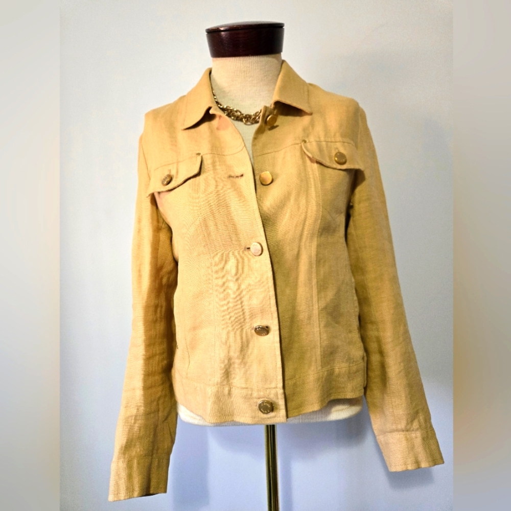 OLSEN 100% Linen Camel Jacket. Size 6